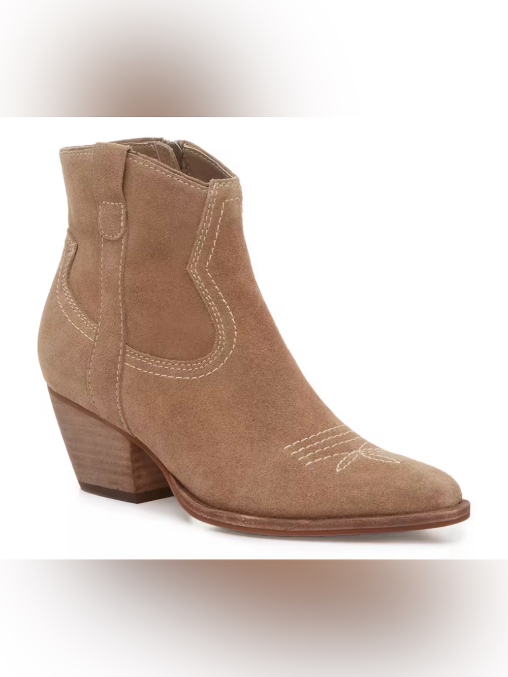 dolce vita Suede Embroidered Ankle Boots in Brown